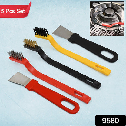 ergonomic handle wire brush scraper combo, multipurpose scrub and scrape cleaning kit

