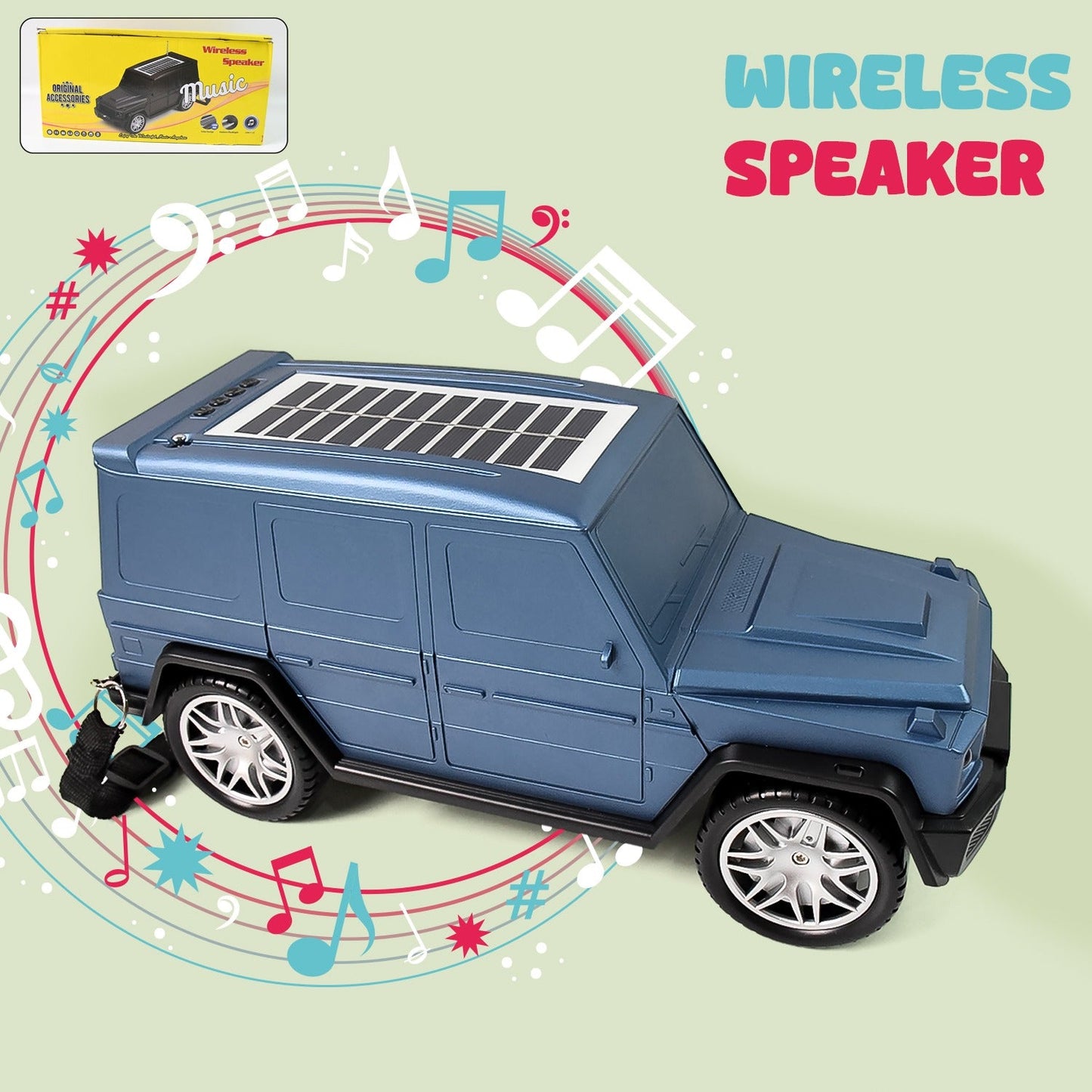Thar wireless Bluetooth speaker for car, solar powered music speaker for travel, portable Bluetooth speaker with solar panel, rechargeable outdoor speaker for camping,