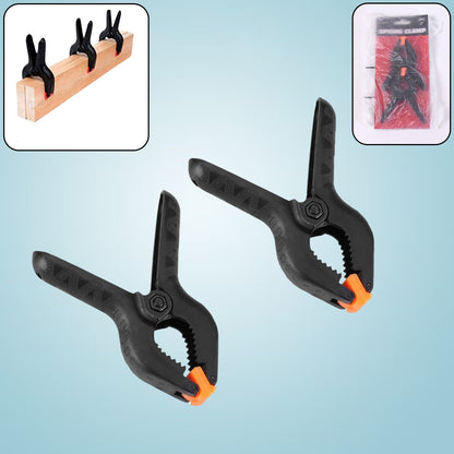 heavy duty 3 inch spring clamp, 2 piece metal clip set for woodworking, strong metal clamps for DIY and home use, spring-loaded clamp clips for workshop,