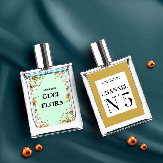 Inspired By Gucci Flora & Chanel N°5 Eau De Parfum 50ml Pack of 2 | Long-Lasting Floral & Musky Perfume for Women | Elegant Designer-Inspired Combo, gucci flora inspired perfume, chanel n5 inspired perfume, floral and musky perfume for women, long-lasting women’s perfume, women’s signature scent, women’s luxury perfume under 1000, premium fragrance for women, elegant perfume gift set, designer-inspired perfumes for women, best affordable perfumes in India, day and night perfume for women, french-inspired 