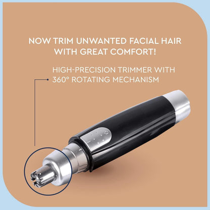 rechargeable nose and ear trimmer for men India, cordless painless nose hair trimmer with brush, best nose trimmer for men with charger,