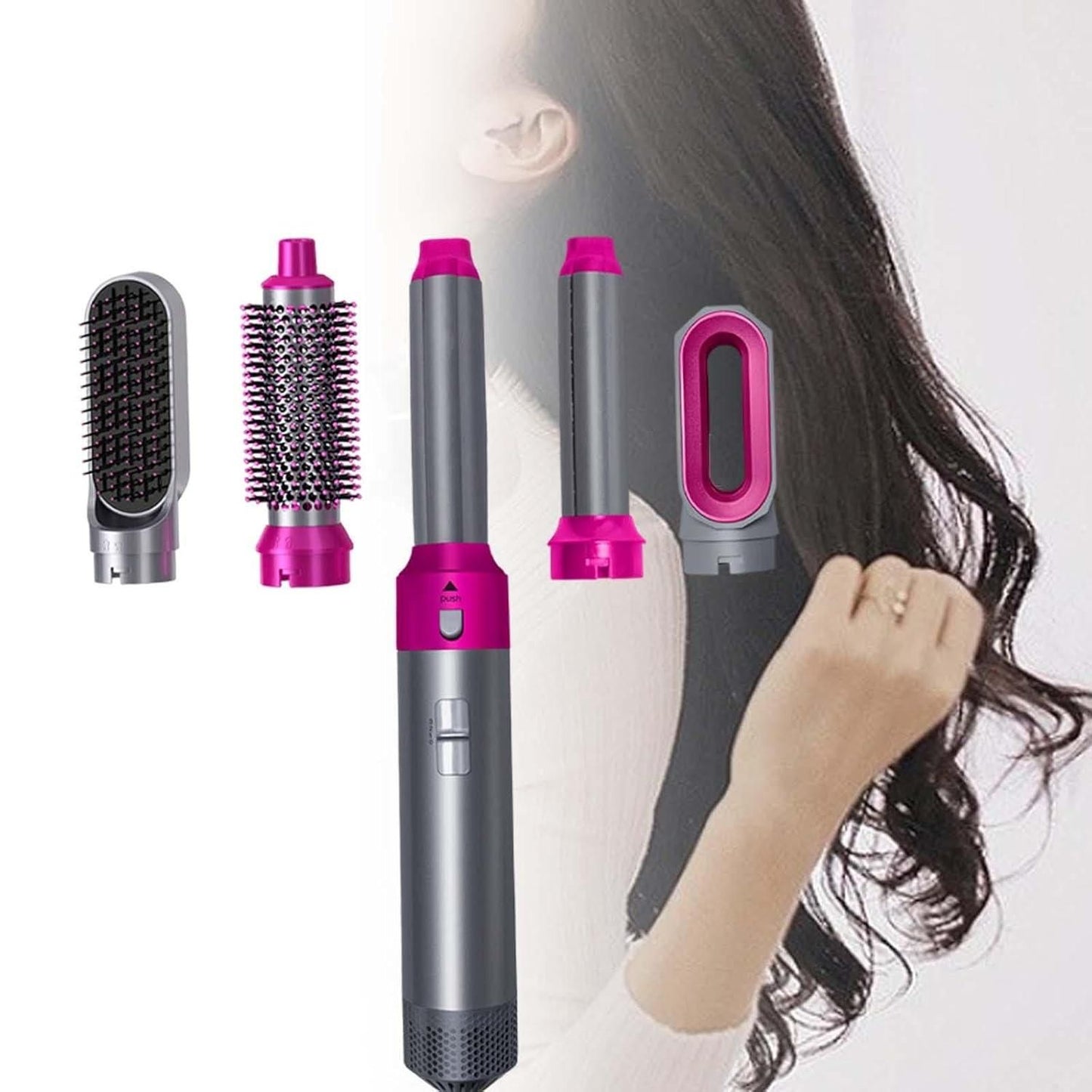 5 in 1 Hot Air Brush with Ceramic Coating – Hair Styling & Drying Tool, 5 in 1 hot air brush, hot air hair brush, hair styling brush, ceramic hot air brush, floating plates hair brush, swivel cord hair brush, digital display hair brush, automatic shut off hair brush, universal voltage hair brush, multi-functional hair brush, hair dryer and brush combo, portable hot air brush, best hot air brush for styling, easy hair styling brush, hairbrush with ceramic coating

