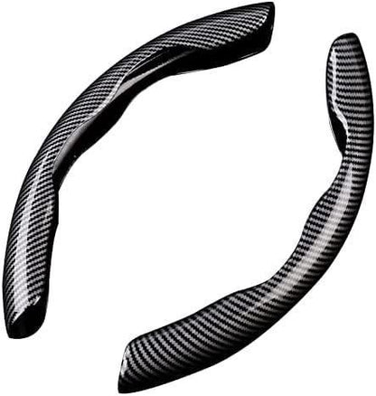 carbon fiber steering wheel cover, ABS texture steering wheel grip, anti-slip steering wheel cover, durable car steering wheel accessory, steering wheel grip cover, carbon fiber style grip cover, ABS steering wheel protector, car steering wheel cover random color
