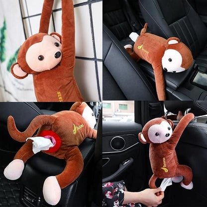 cartoon style tissue box holder for kids, plush monkey tissue box cover, cute tissue holder for kids room, monkey shaped tissue box dispenser, kids tissue box holder online India, decorative tissue box for home décor, soft plush tissue box cover for kids, monkey design tissue box holder, kids room décor tissue holder, cartoon plush tissue box for home

