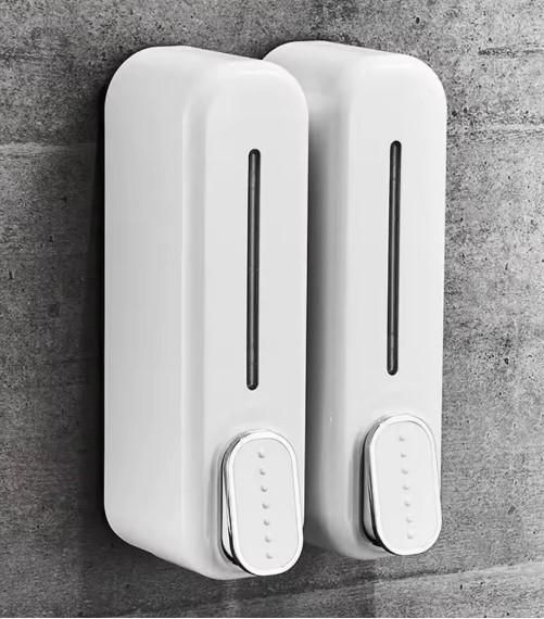 refillable plastic hand wash dispenser for bathroom, wall-mounted soap dispenser for kitchen and washroom, manual soap dispenser with press button, refillable wall soap dispenser for liquid hand wash,