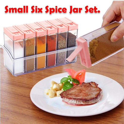 Set of six plastic spice jars in different colors. spice jar set, plastic spice container, airtight cereal dispenser, 6 pcs kitchen storage jars, BPA free spice storage, modular spice box, masala container set
