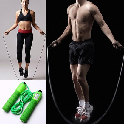 Skipping rope with digital counter for workout routines. electronic counting skipping rope, digital jump rope with counter, fitness skipping rope for weight loss, foam handle skipping rope, adjustable 9ft jump rope