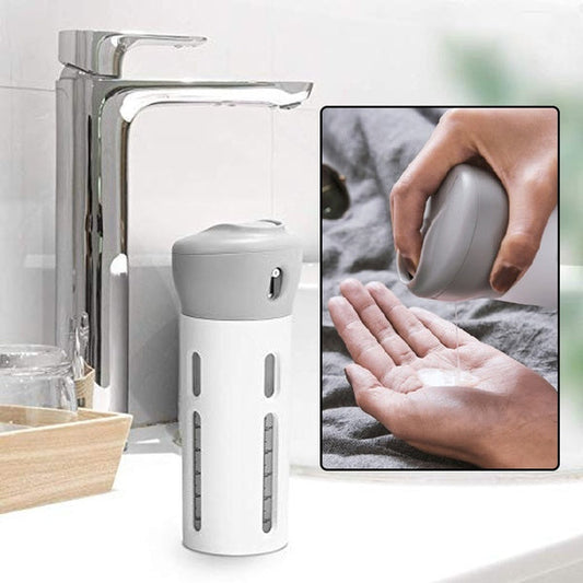 4-in-1 travel dispenser bottle set, travel dispenser bottle, 4-in-1 travel bottle, leak-proof cosmetic container, refillable travel bottles, multicolor travel kit, travel toiletry bottle