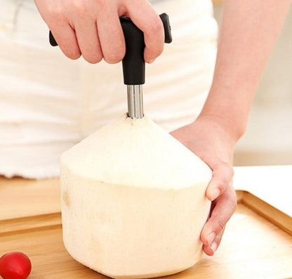 Comfortable grip coconut opener, coconut opener tool, stainless steel coconut driller, tender coconut cutter, coconut water straw opener, easy coconut drill tool, kitchen coconut opener