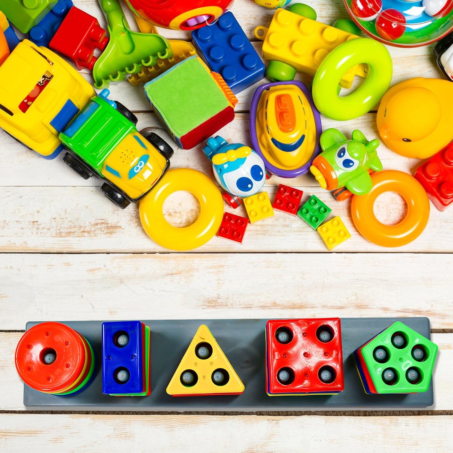 geometric shape toy, column blocks for kids, preschool educational toy, shape sorter, learning toy 3+ years, 5 column stacking blocks, cognitive skill toy