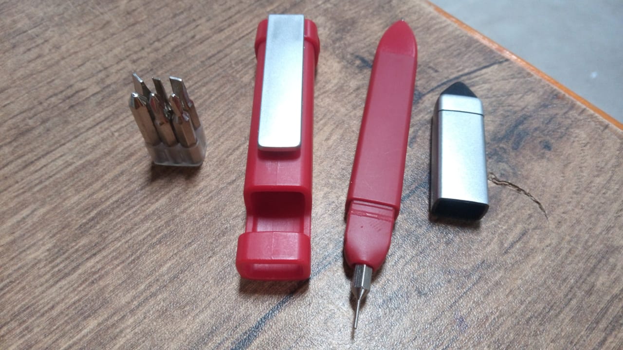 Practical tech tool pen with multiple functions. tech tool pen, 4 in 1 pen tool, multi-function pen, screwdriver pen, mobile holder pen, stylus pen, pocket tool pen, travel pen with tools