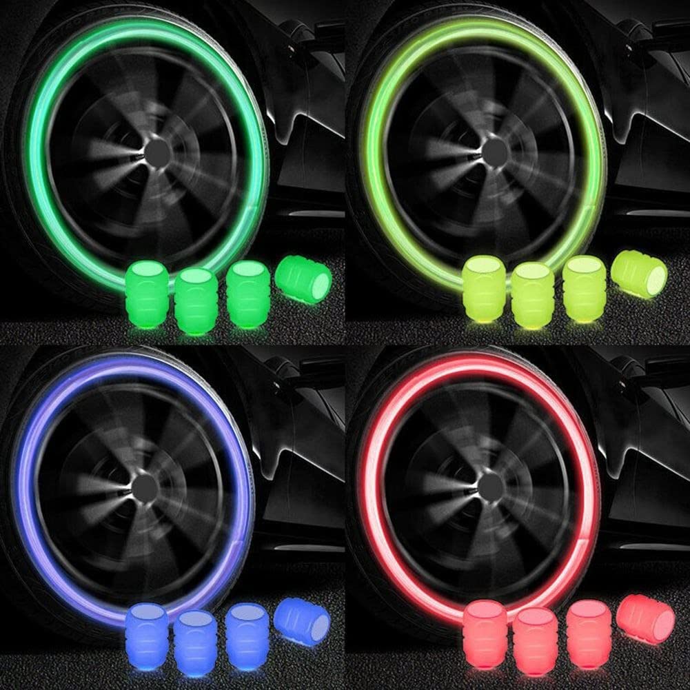 glow tyre valve caps for night visibility, luminous tyre air stem covers waterproof