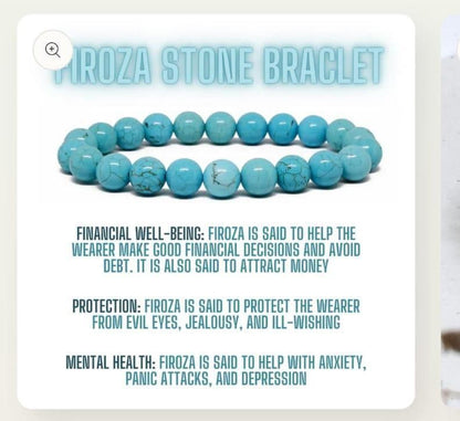 firoza bracelet, turquoise bracelet, stone bracelet, healing bracelet, gemstone bracelet, crystal bracelet, beaded bracelet, firoza stone bracelet, bracelet for men and women, unisex healing bracelet

