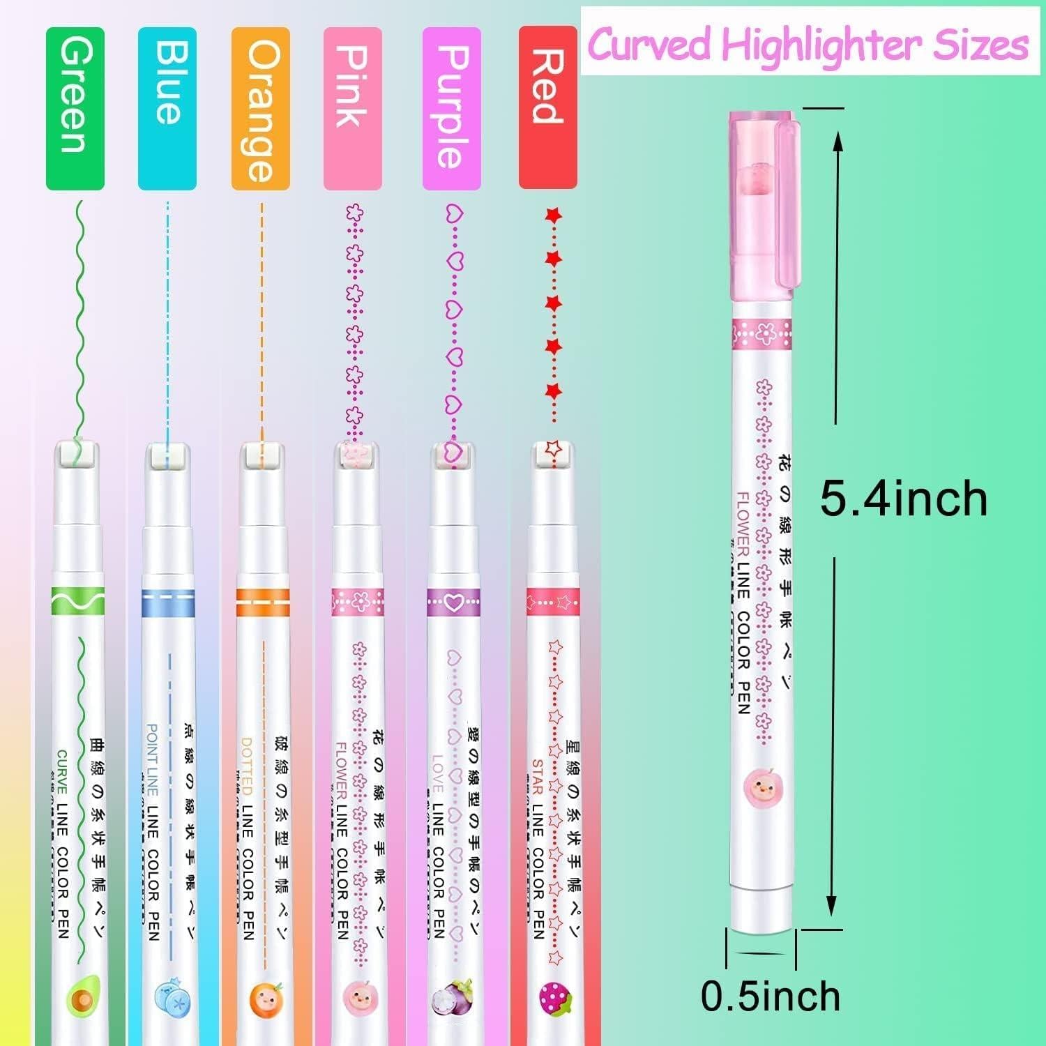best roller color pens set of 6 in India, curve highlighter markers for art and craft use, colorful highlighter pens for students and artists,