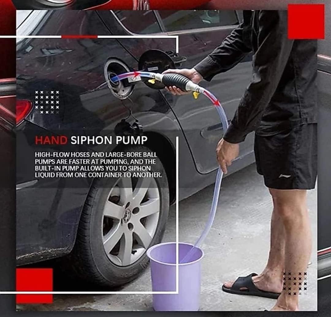 fuel transfer pump, hand siphon pump, petrol diesel oil pump, manual liquid transfer pump, portable fuel pump, emergency car fuel pump, siphon kit, rubber hand pump