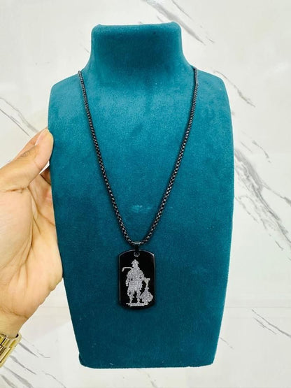 Gold plated Hanuman Chalisa religious locket black, 