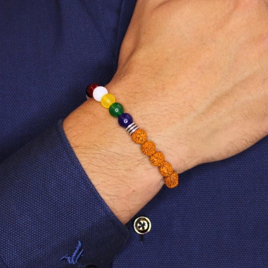 7 chakra bracelet, rudraksha bracelet men, spiritual jewelry men, energy healing bracelet, chakra bracelet men, multicolor bracelet, healing jewelry men, rudraksha jewelry men, spiritual bracelet men, men's healing bracelet

