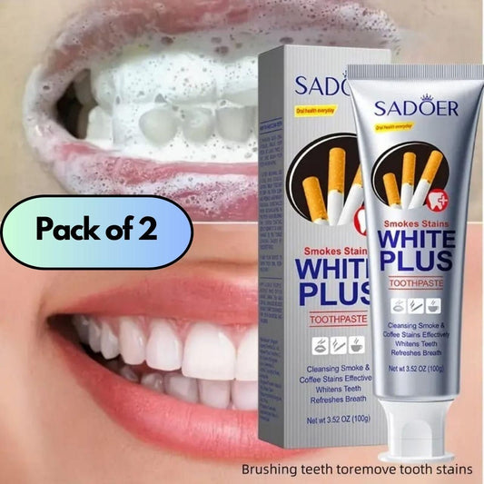 Smoke Stains White Plus Toothpaste 200g Pack of 2 – Anti-Stain Whitening Toothpaste for Smokers & Coffee Lovers, smoke stains toothpaste, teeth whitening toothpaste India, coffee stain removal toothpaste, toothpaste for smokers, anti-plaque toothpaste, bad breath removal toothpaste, best toothpaste for yellow teeth, whitening toothpaste for men, toothpaste for enamel protection, stain remover toothpaste, Smoke Stains White Plus Toothpaste, toothpaste for cigarette stains, tobacco stain remover toothpaste

