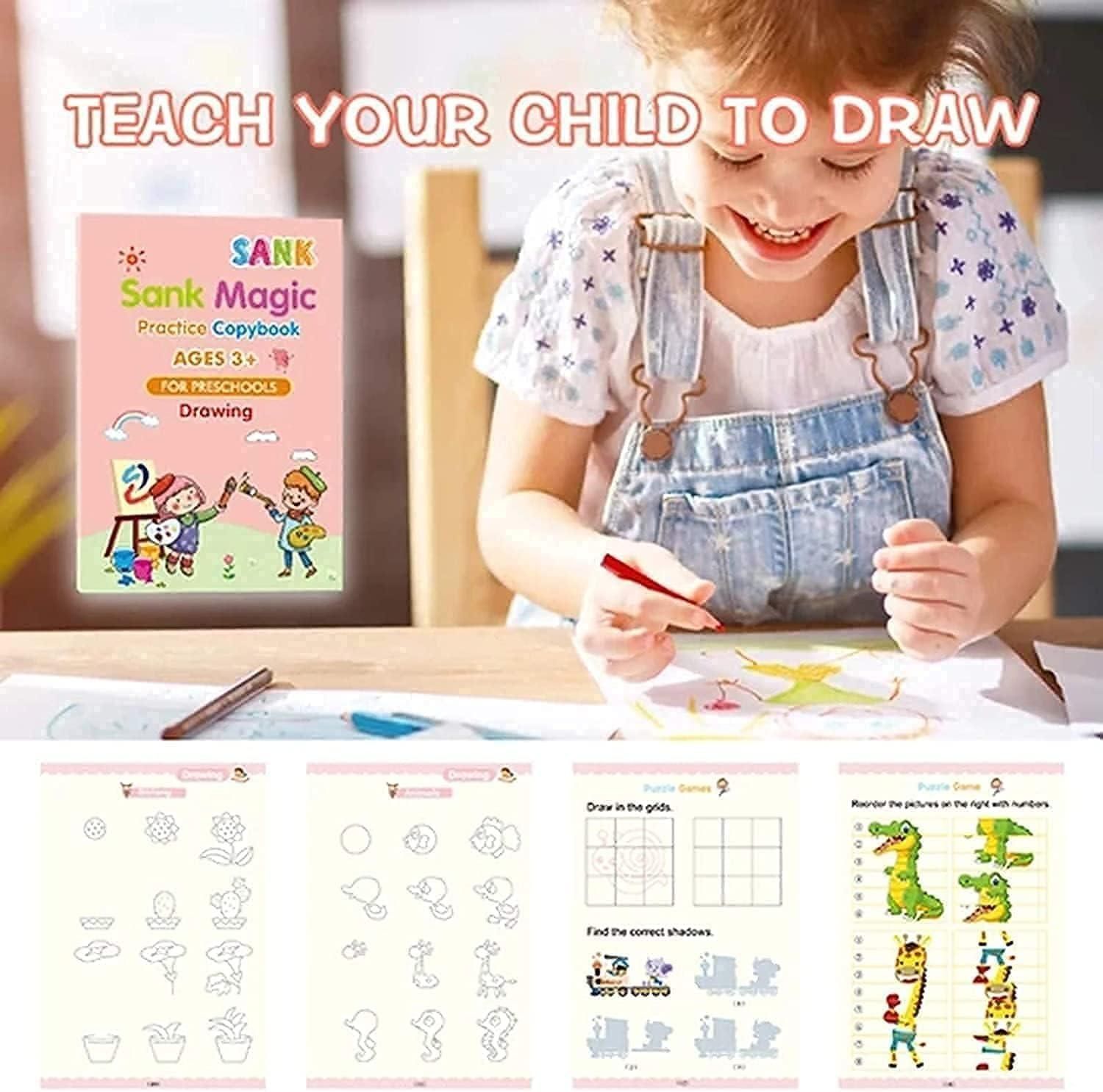 Sank Magic copybook India, reusable handwriting workbook set, kids handwriting practice kit, reusable writing copybook India,