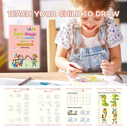 Sank Magic copybook India, reusable handwriting workbook set, kids handwriting practice kit, reusable writing copybook India,