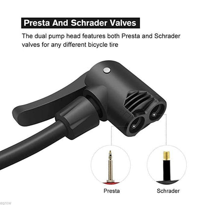 portable foot activated air pump with pressure gauge compact tyre inflator aluminium and plastic, best foot pump tyre inflator with pressure gauge India, compact portable tyre inflator for car and bike, aluminium foot pump with pressure gauge for tyres,