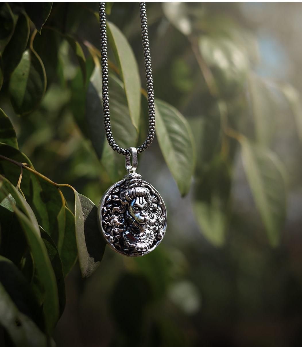 Men's Silver Hanuman Pendant Chain – Spiritual Bajrangbali Locket Necklace for Men, Hanuman pendant silver, men's Hanuman necklace, silver Hanuman chain for men, Lord Hanuman locket, Bajrangbali pendant chain, Hanuman ji pendant silver, silver religious pendant for men, Hanuman jewelry for men, Hanuman chain locket, spiritual pendant for men, silver chain with Hanuman pendant

