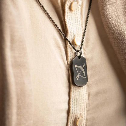 Ram Baan necklace for men, Ram Naam pendant men, black chain pendant necklace, microcarved Ram Baan tag, Ram Baan jewelry India, stylish Ram Naam necklace, religious pendants for men India, men's spiritual jewelry India,