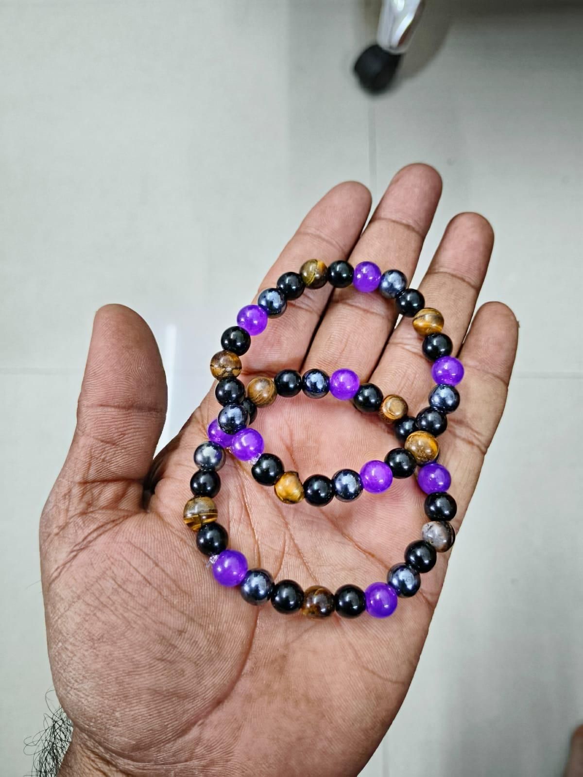  multicolor healing crystal bracelets combo for spiritual wellness, affordable stone bracelet set with citrine tiger eye amethyst, elastic energy stone bracelets pack for spiritual protection