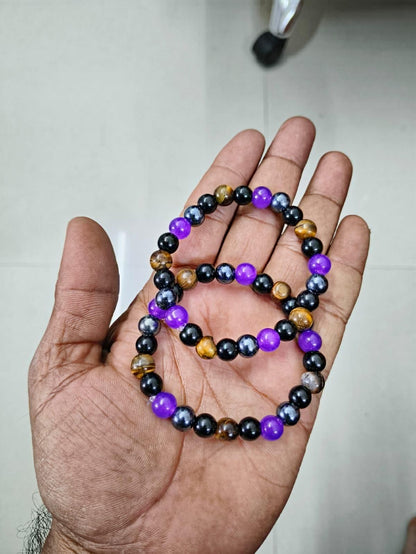  multicolor healing crystal bracelets combo for spiritual wellness, affordable stone bracelet set with citrine tiger eye amethyst, elastic energy stone bracelets pack for spiritual protection