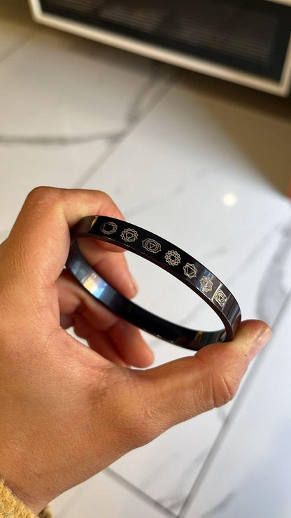 chakra kada bracelet men, stainless steel chakra jewelry, 7 chakra energy bracelet India, men's spiritual healing bracelet, strength and balance chakra bracelet, men's fashion chakra bracelet, energy healing kada for men, durable stainless steel men's bracelet, chakra jewelry online India, spiritual energy bracelet men, healing stone chakra bracelet, men's stylish chakra kada, chakra wristband for men, stainless steel energy wristband, men's chakra bracelet with stones, spiritual balance jewelry India, 
