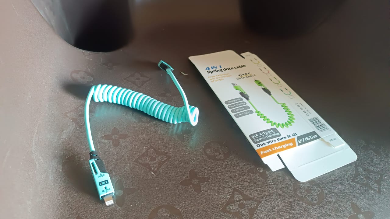 power delivery cable for multiple devices, fast charging cable for iPhone Android, coiled type fast USB cable, best multi charging cable under 500, portable charging cable for gadgets, heavy duty multi USB charging wire