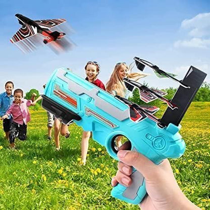 airplane launcher toy gun for kids, foam aircraft launcher toy India, toy gun with foam airplanes, flying airplane toy shooter for kids, airplane shooting game for children, outdoor indoor airplane launcher India, birthday gift toy gun with planes, kids aircraft launching toy,