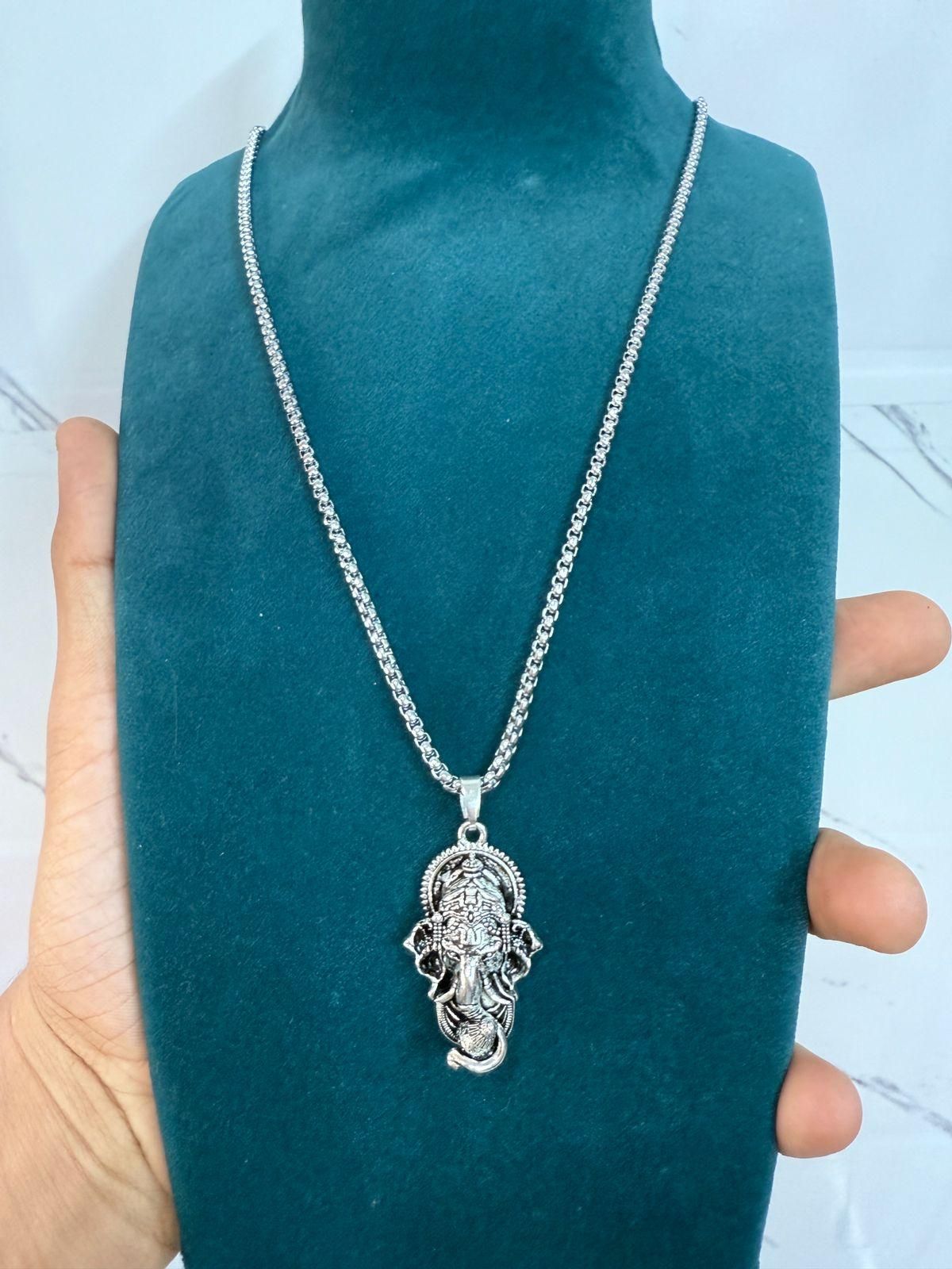 silver ganesha pendant with snake chain for men stylish hindu god locket, men's stylish silver ganesha pendant with snake chain, buy silver ganesha locket with snake chain online india, silver ganesha pendant necklace with snake chain men, hindu god silver pendant stylish design men, men's silver ganesha pendant with chain snake style, snake chain silver ganesha pendant for men casual wear, stylish silver ganesha pendant for men hindu god jewelry, ganesha pendant silver with snake chain men