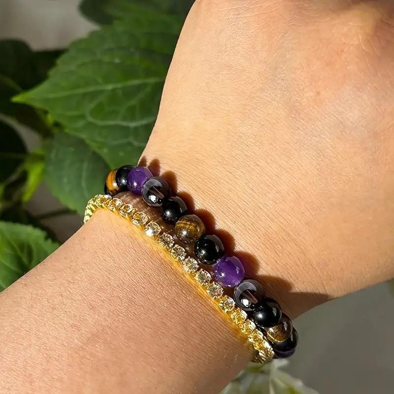 natural stone bracelet, protection bracelet, amethyst bracelet, citrine bracelet, tiger eye bracelet, beaded bracelet, healing stone bracelet, gemstone bracelet, elastic bracelet, stone bracelet for men and women


