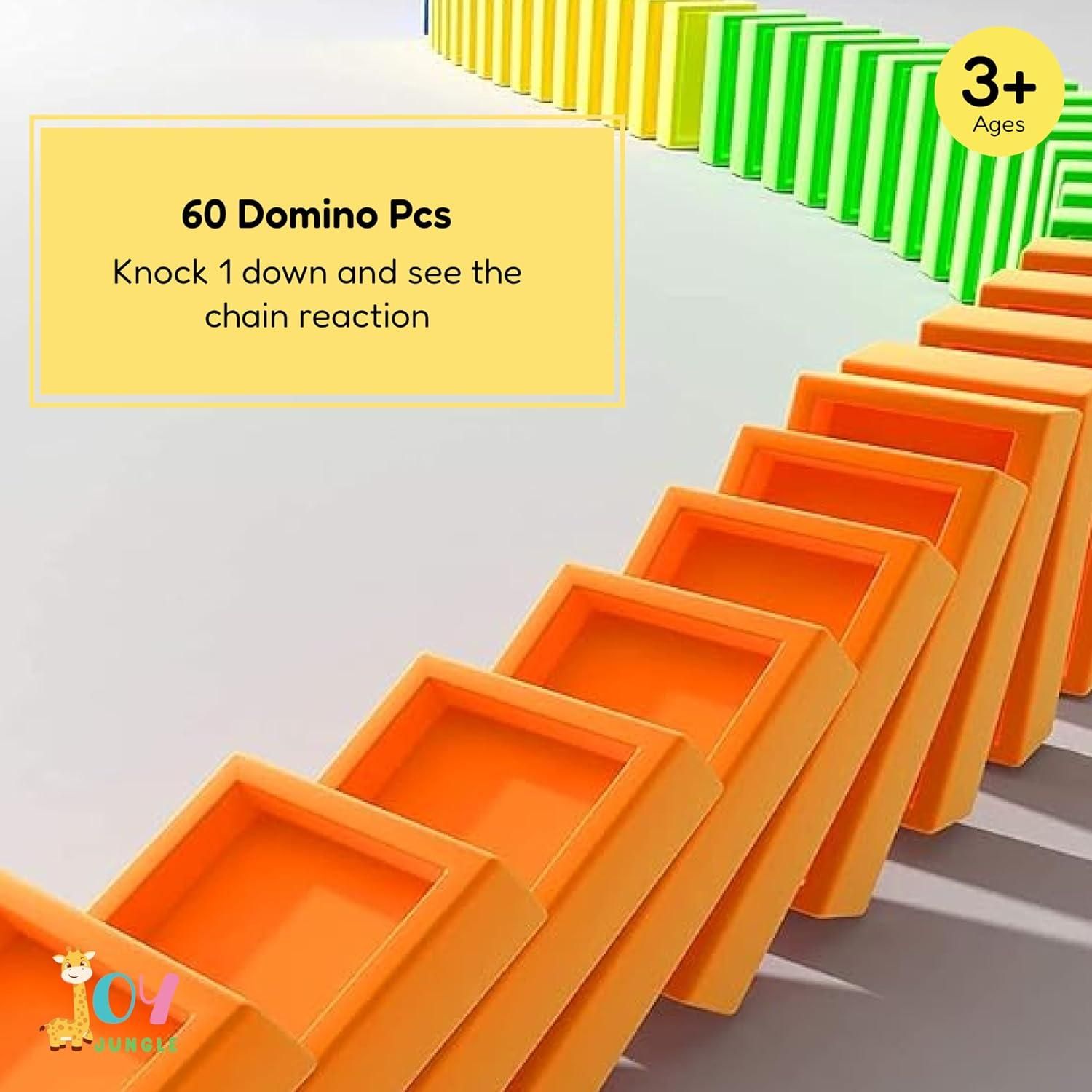 best automatic domino train toy set for kids in India, BPA-free plastic domino toy with colorful blocks and sound effects, domino block train toy with automatic placement feature, educational train toy with domino stacking for toddlers, sound-enabled domino train toy for children,
