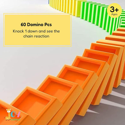 best automatic domino train toy set for kids in India, BPA-free plastic domino toy with colorful blocks and sound effects, domino block train toy with automatic placement feature, educational train toy with domino stacking for toddlers, sound-enabled domino train toy for children,