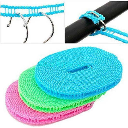 nylon clothesline drying rope with hooks, strong portable laundry line for home use, outdoor travel clothes drying rope, compact clothesline for drying clothes,