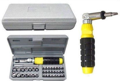 41-piece tool kit with organizer case, socket tool kit, screwdriver set 41 pcs, ratchet wrench set, drill-compatible bit set, chrome tool set, DIY tool kit, socket set with case