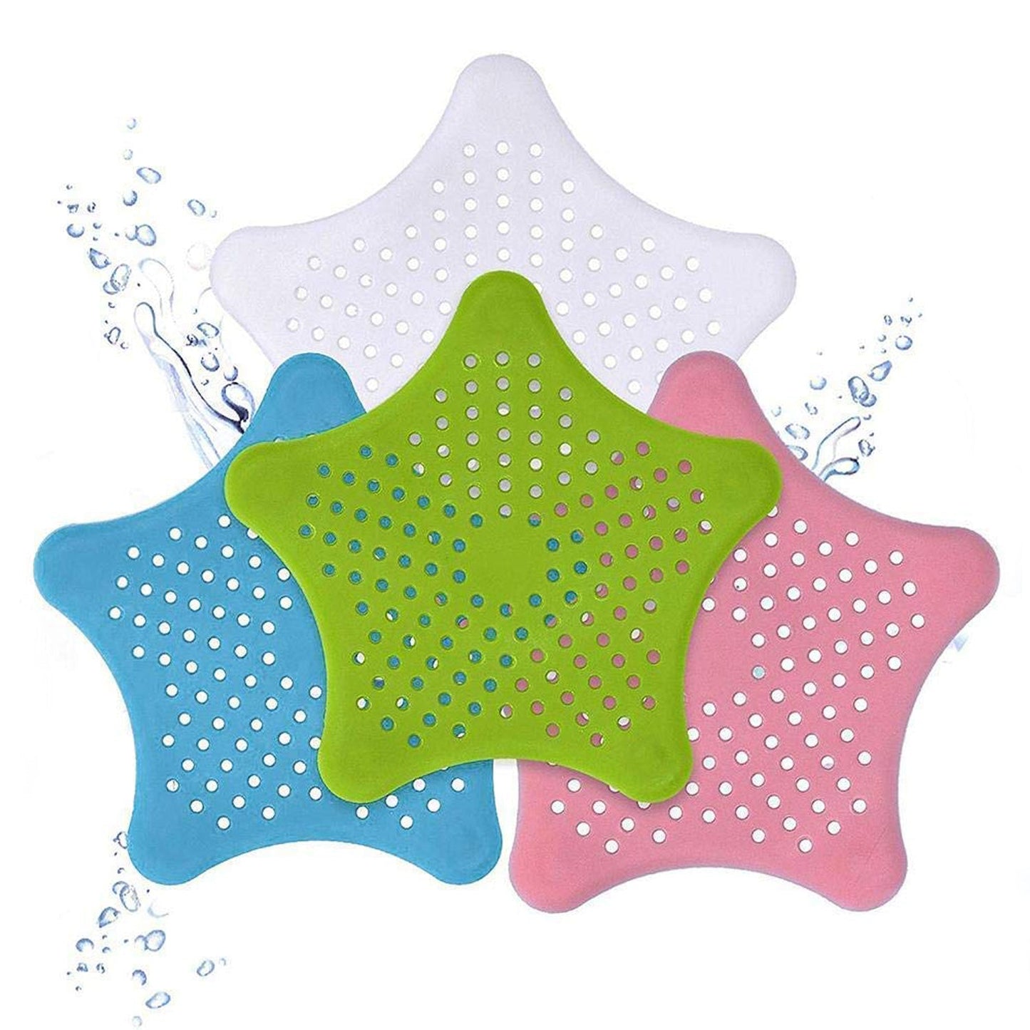 Hair-catching star drain cover for sink or shower, star shape drain filter, hair catcher for sink, suction cup drain strainer, bathroom sink hair stopper, kitchen sink strainer, drain cover trap
