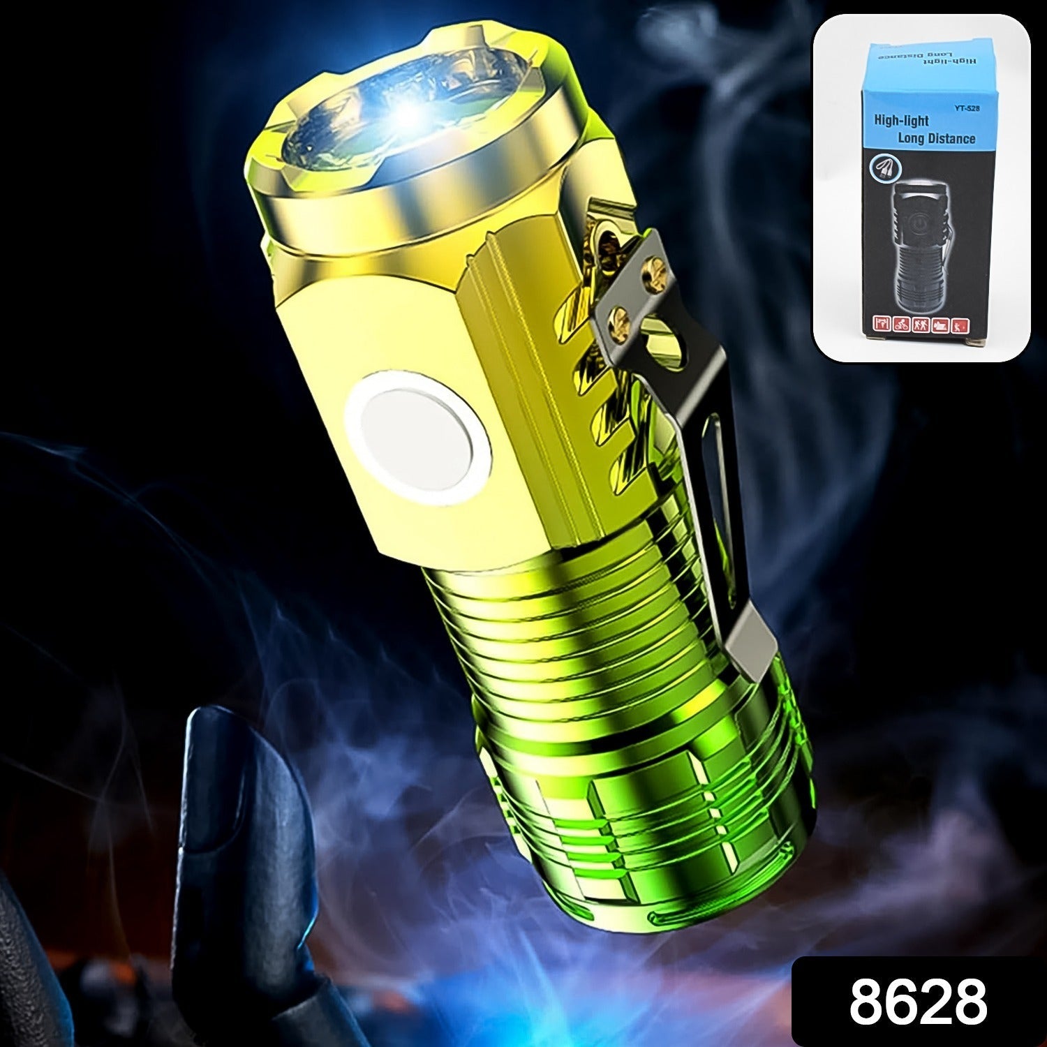 lightweight pocket LED torch with bright beam, bright USB torch with rechargeable battery, keychain-sized torch with 3 LED bulbs
