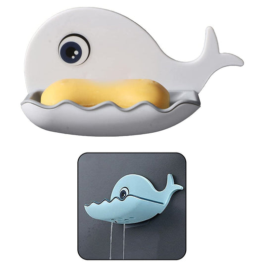 Fish-shaped soap dish holder, wall-mounted and waterproof, suitable for bar soap, comes in a pack of 2, plastic soap dish, wall mounted soap case, fish design soap stand, bathroom soap holder, kitchen soap tray, self drain soap case, waterproof soap box