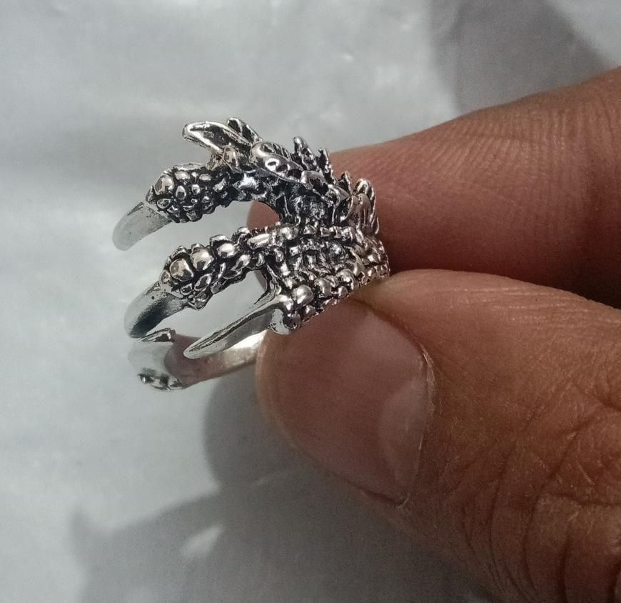 dragon ring silver, adjustable dragon ring, pack of 2 rings, multicolor rings for men, alloy rings unisex, free size ring for men, dragon design ring, silver rings fashion, stylish rings men, men’s dragon ring

