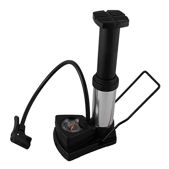 Portable Foot Activated Air Pump with Pressure Gauge – Compact Tyre Inflator (Aluminium & Plastic), portable air pump, foot activated air pump, air pump with pressure gauge, bicycle air pump, car tyre air pump, compact air pump for bike, manual foot pump, portable tyre inflator, aluminium air pump, air pump for vehicle tyres