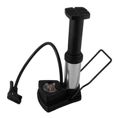 Portable Foot Activated Air Pump with Pressure Gauge – Compact Tyre Inflator (Aluminium & Plastic), portable air pump, foot activated air pump, air pump with pressure gauge, bicycle air pump, car tyre air pump, compact air pump for bike, manual foot pump, portable tyre inflator, aluminium air pump, air pump for vehicle tyres