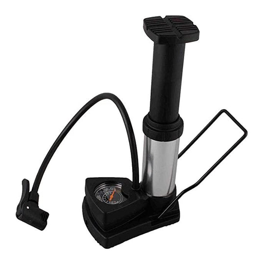 Portable Foot Activated Air Pump with Pressure Gauge – Compact Tyre Inflator (Aluminium & Plastic), portable air pump, foot activated air pump, air pump with pressure gauge, bicycle air pump, car tyre air pump, compact air pump for bike, manual foot pump, portable tyre inflator, aluminium air pump, air pump for vehicle tyres