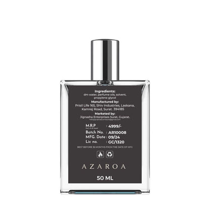 Azaroa signature parfum stylish packaging, The Most Wanted perfume for men India, Azaroa eau de parfum side view, Premium Azaroa fragrance combo, Azaroa 50ML men's perfume flat lay, Azaroa perfume gift set for men