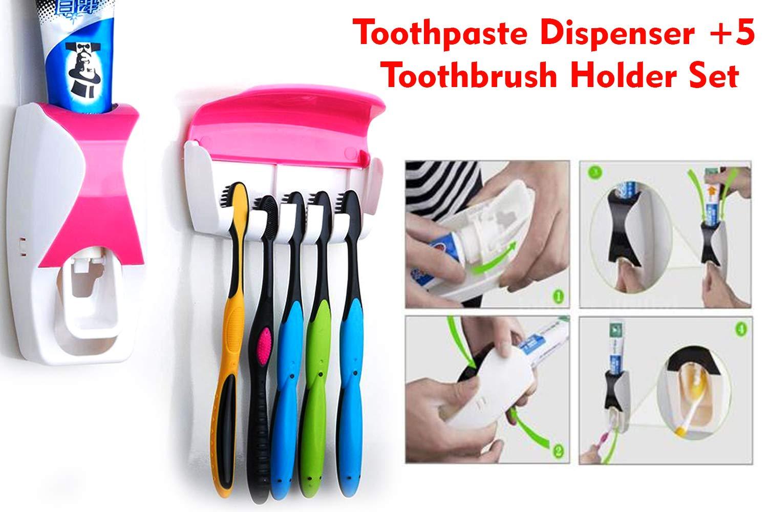 Toothpaste and brush holder set, automatic toothpaste dispenser, toothbrush holder wall mount, touch free toothpaste squeezer, kids toothpaste dispenser, hygienic bathroom accessories