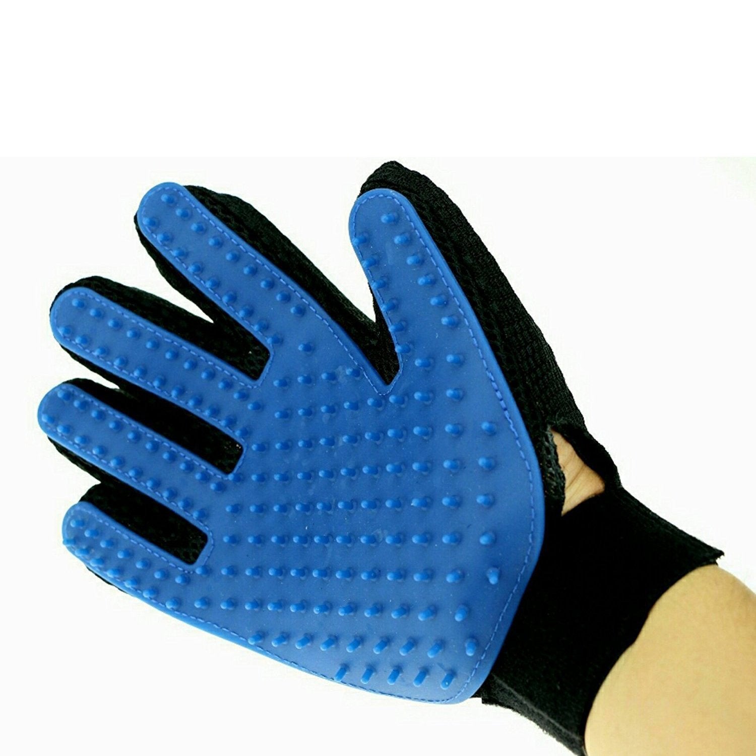 5 finger pet grooming glove for cats and dogs, deshedding glove brush for removing loose hair, reusable pet hair remover glove set of 2, best grooming glove for shedding pets in India, pet grooming glove for bath and massage