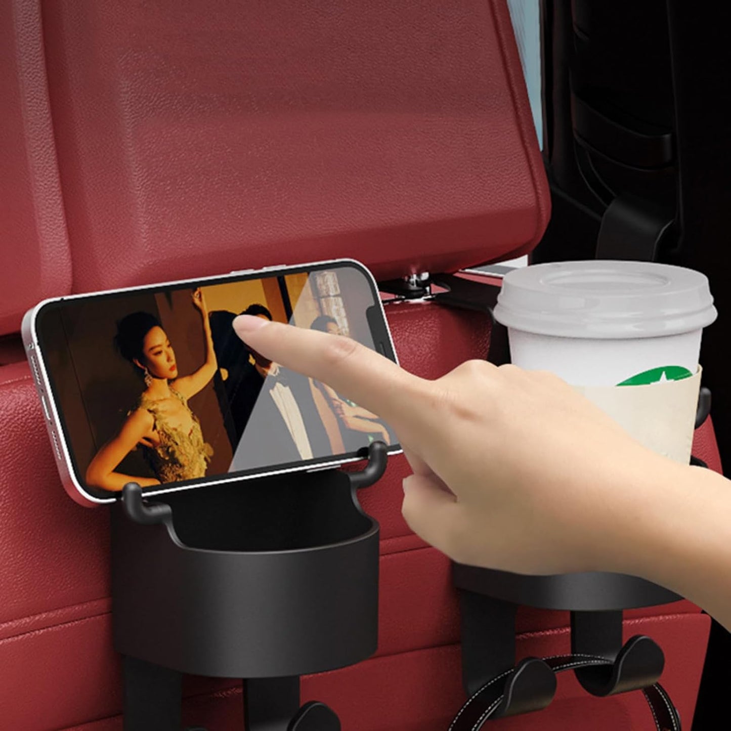 car accessories organizer for kids and adults, compact backseat hook and phone holder combo, smart travel organizer for Indian cars