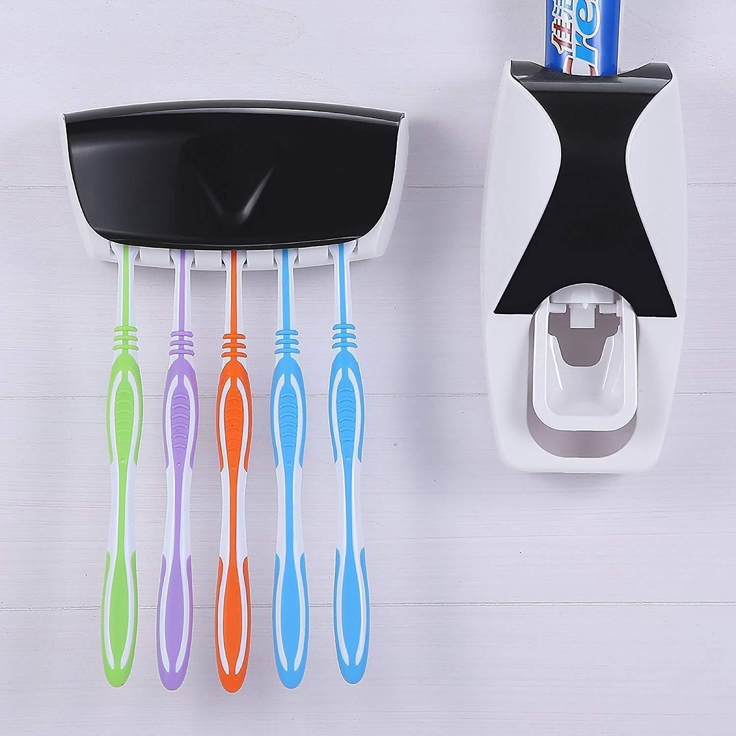 Toothpaste dispenser with toothbrush, automatic toothpaste dispenser, toothbrush holder wall mount, touch free toothpaste squeezer, kids toothpaste dispenser, hygienic bathroom accessories